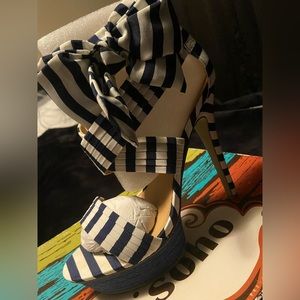Zigi Soho Blue and White Striped Heel